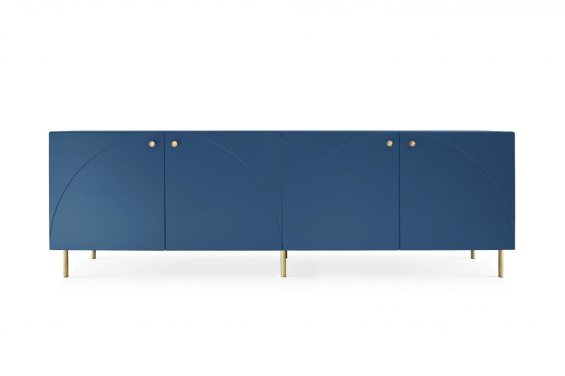Blue cabinet with a top